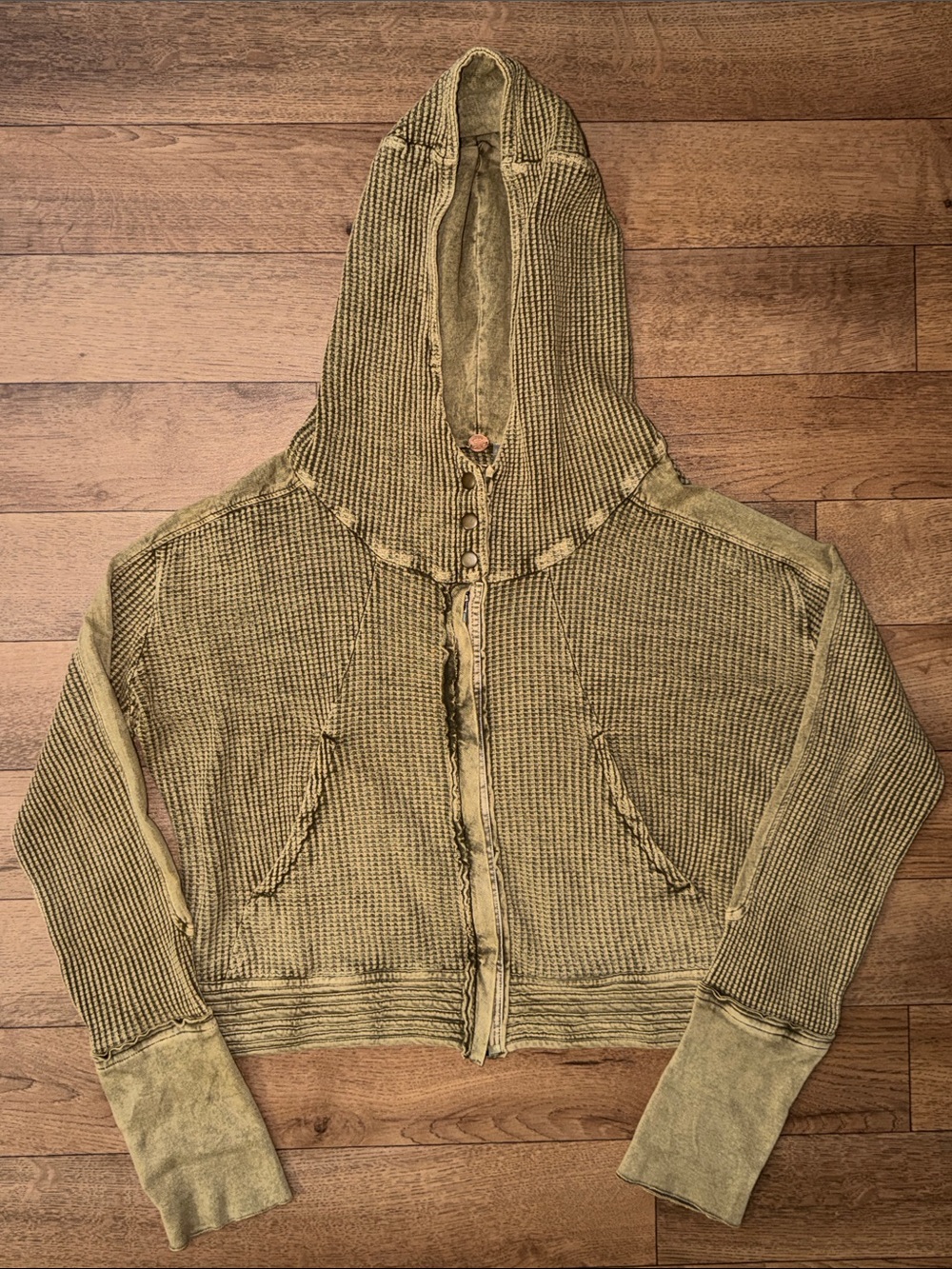 Free People FP One Size Large Mason Zip Front Hoodie Boho Hippie 100% Cotton L